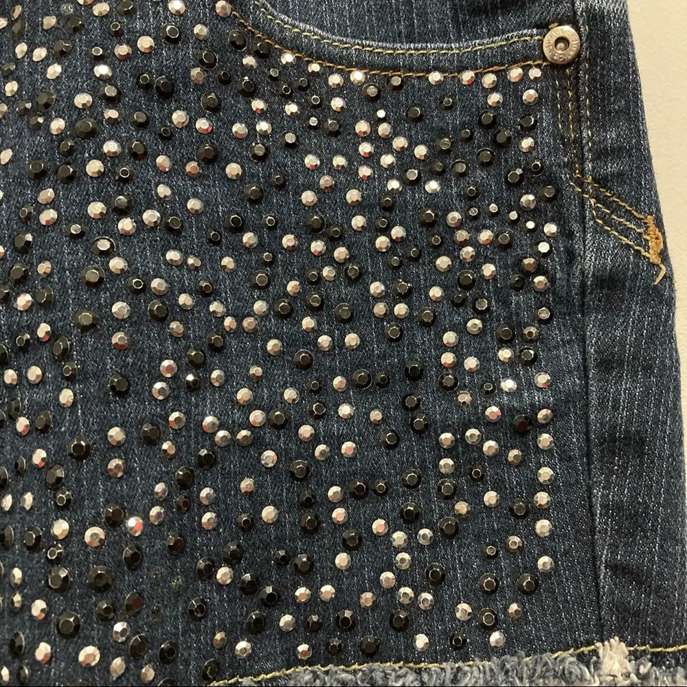 Justice Girls Blue Studded Jean Shorts Denim Jorts